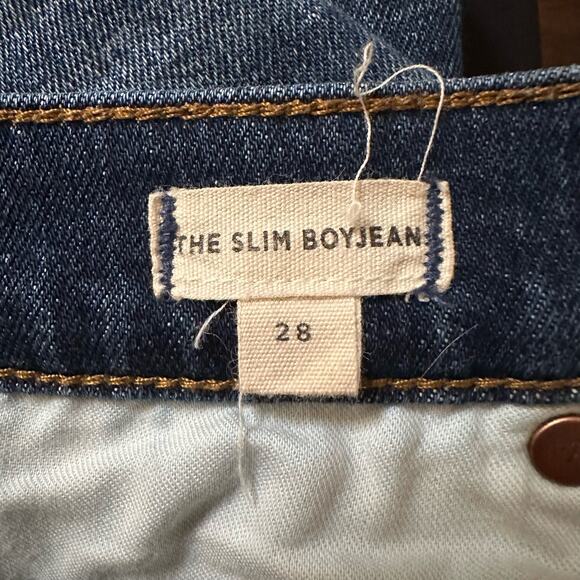 Madewell dark wash slim boyjean raw hem jeans size 28 - Picture 8 of 14